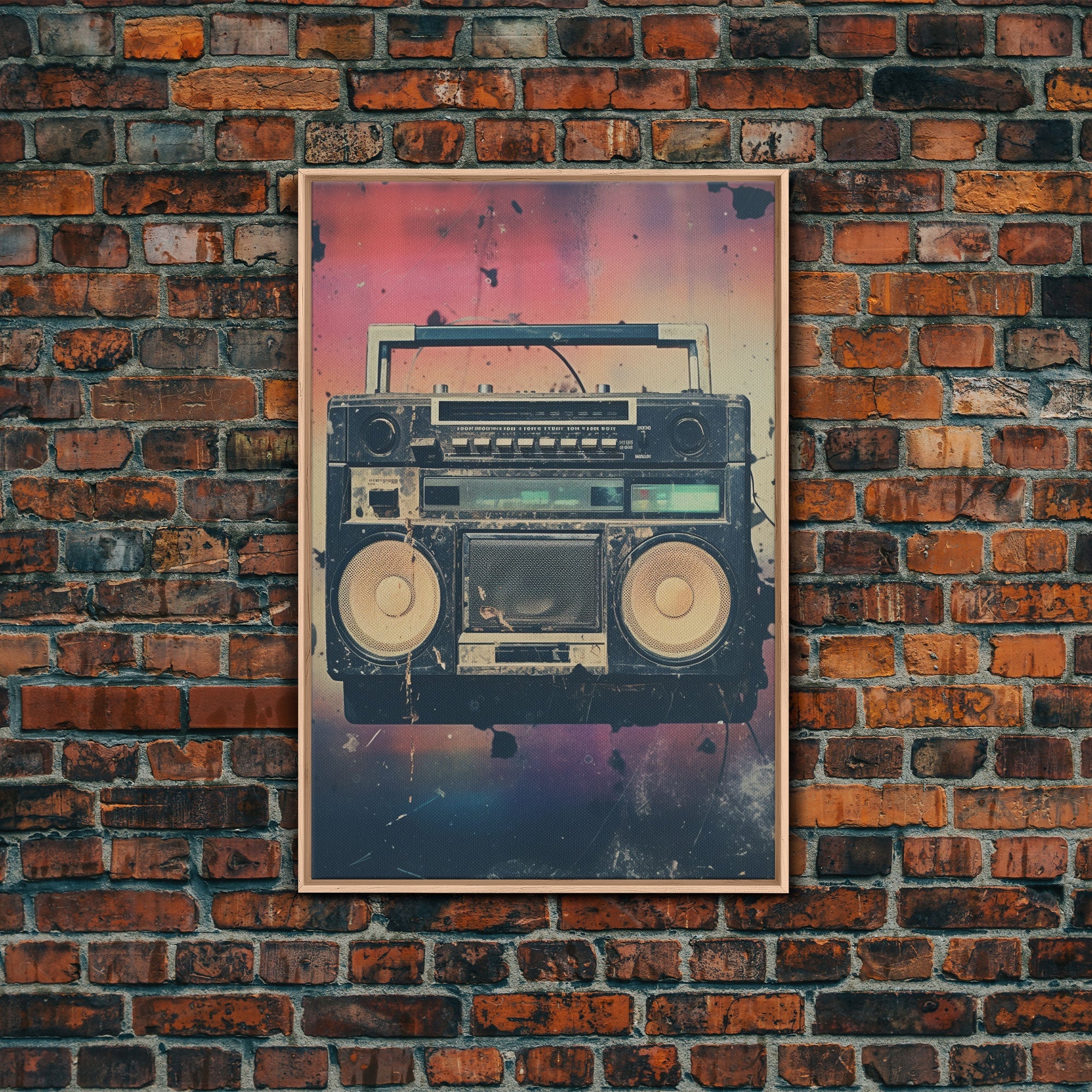 Boombox, Music Wall Art, Retro Wall Art, Canvas Print, Wall Hanging, Portrait Art, Apartment Wall Decor, Gaming Wall Decor, Above Bed Art