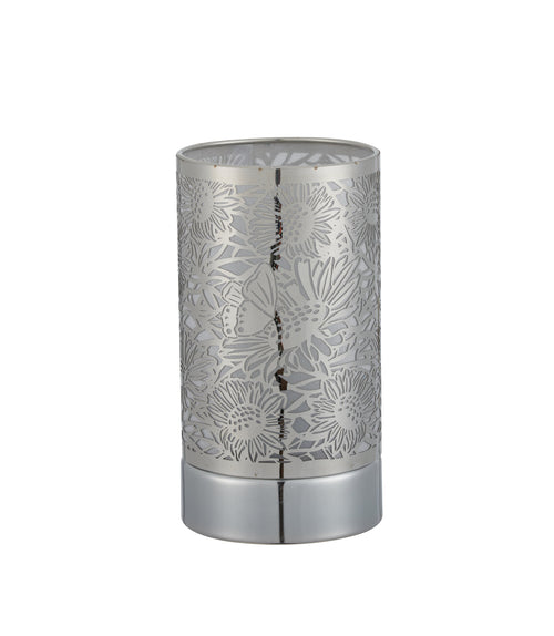 7" touch lamp-Fragrance Wax Melts Warmer -Electric Candle Essential Oil Burner-Metal Silver Sunflower Table Decor by Peterson Housewares & Artwares