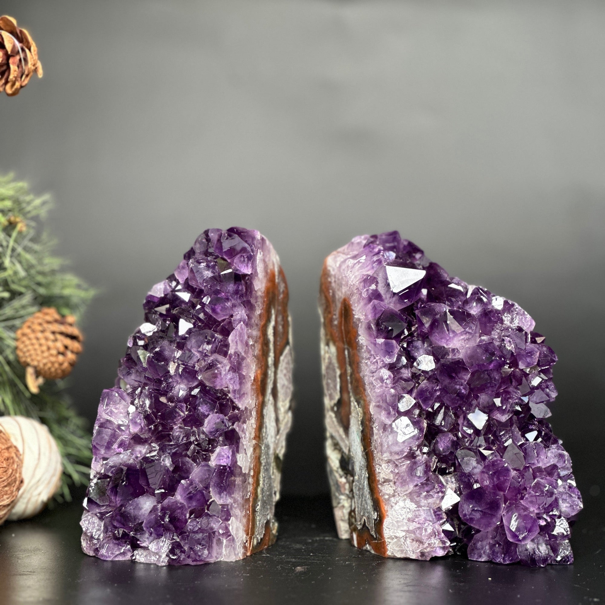 Amethyst Bookends, Supersized Geode bookends, Premium quality crystals, extra large geode bookends