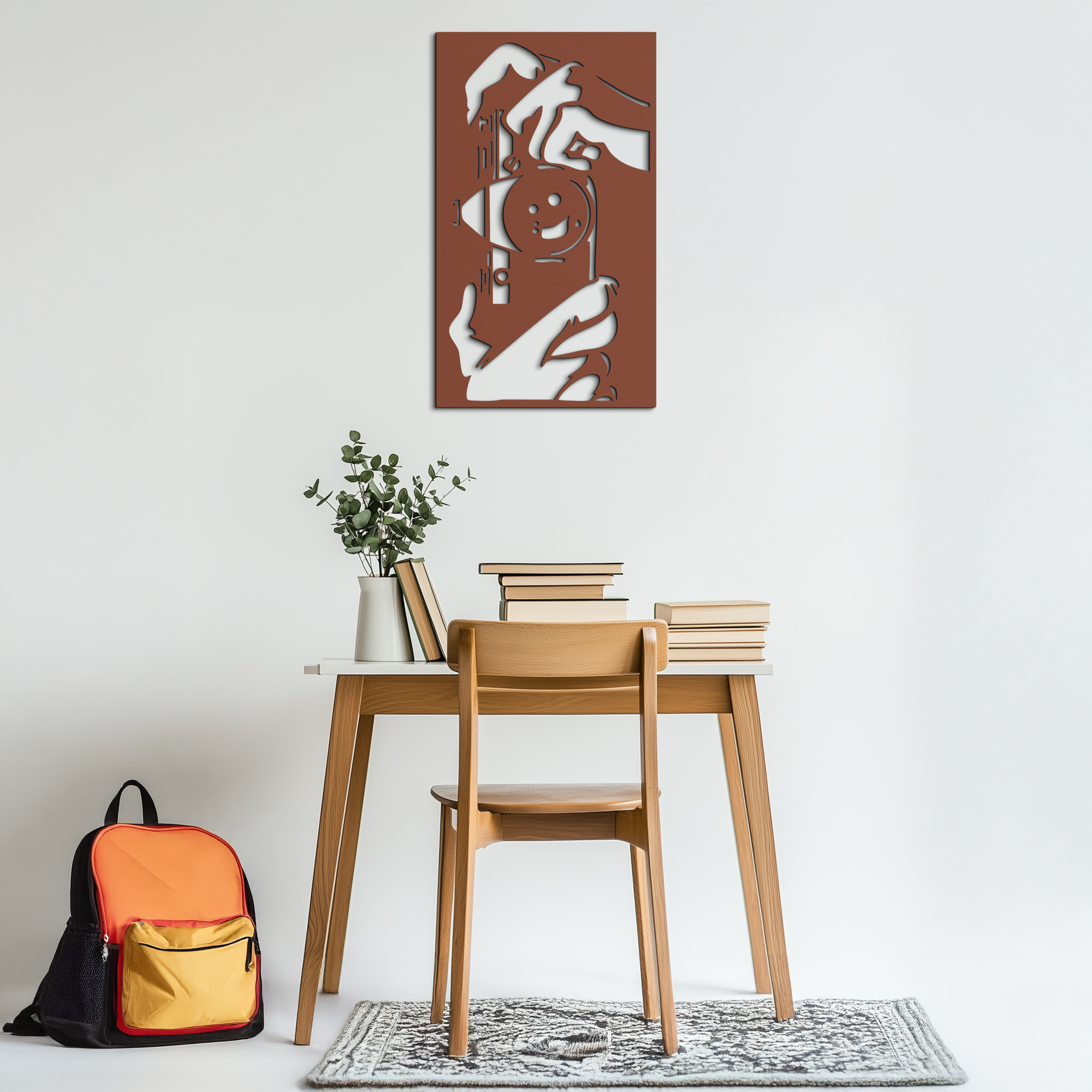 Retro Camera and Hands Silhouette Metal Wall Art – Vintage Photographer Decor- KAF580