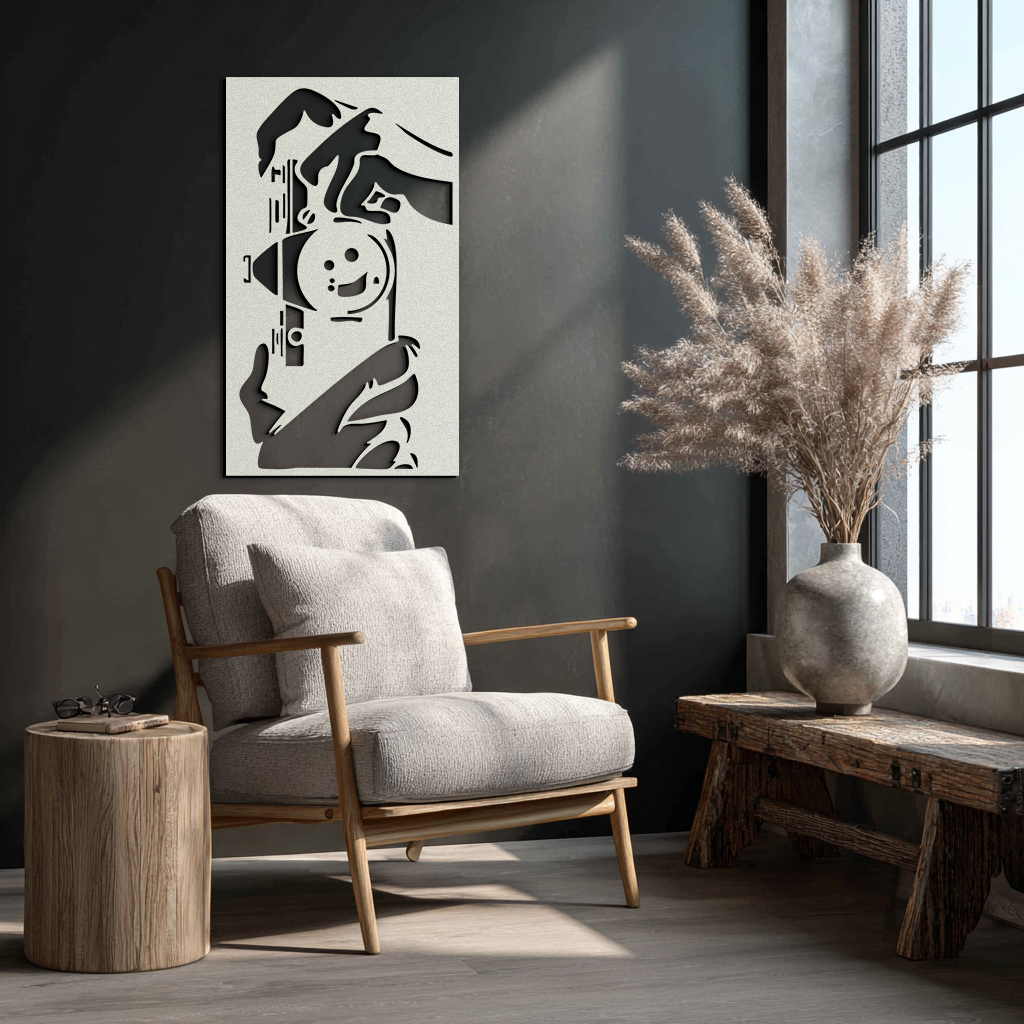 Retro Camera and Hands Silhouette Metal Wall Art – Vintage Photographer Decor- KAF580