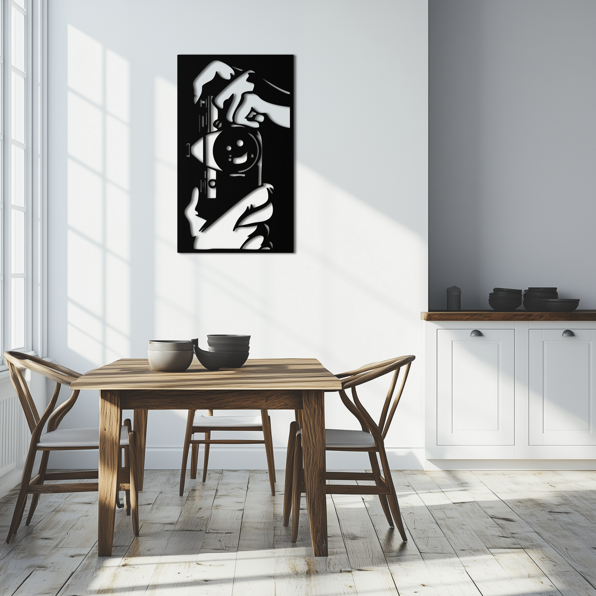 Retro Camera and Hands Silhouette Metal Wall Art – Vintage Photographer Decor- KAF580